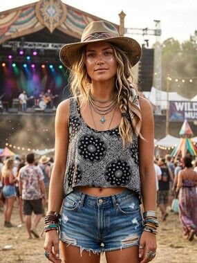 Boho Harlow Festival Crop Top